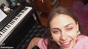 Brunette maya rue spreads legs for stud, inviting intense pov fucking.