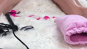 I massaged her oiled body, then fucked her pussy and asshole hard with a glass dildo. She loved it and went home to her husband swollen