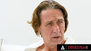 Nympho girl Vina Sky rides cock cowgirl style in devils film scene 😏