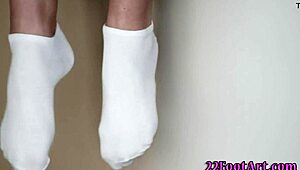 babe gives footjob while pussy gets plowed