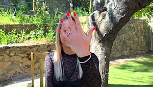 Beautiful Ashley eagerly swallows her husband's cock