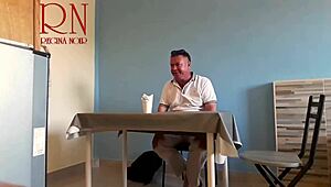 Naked waitress lets restaurant guest eat from her navel