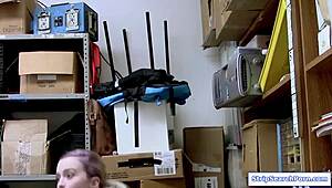 In the bustling shop, a stern officer conducts a thorough strip search on a petite teen shoplifter, leading to intense fucking in the back room.