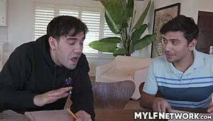 Max and Nade get 18+ help from teacher to sharpen their tools in garage