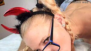 cute nerdy teen strips and sucks me off in pov