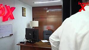 Blonde Employee Sucks Boss's Cock to Change His Mind