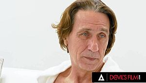 Nympho girl Vina Sky rides cock cowgirl style in devils film scene 😏