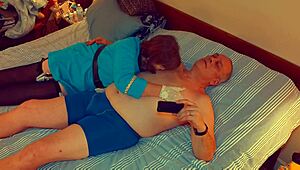 Granny Nurse in Costume Sucks Cock for New Year.