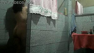 Asian teen with perfect body masturbates in hidden bathroom