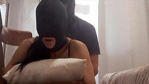 Chairtied hooded ballgagged I take big cock in all holes?