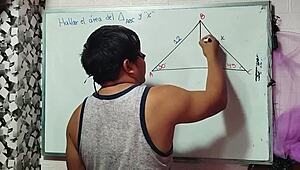 Asian student and teacher in bedroom sexual math