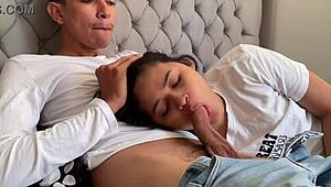 Pervy Stepdad Shoves Cock In Mouth Till He Cums