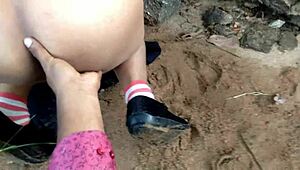 caught stepmom fingering in jungle then she rides my huge cock outdoors