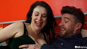 busty tattooed milf rides luke rough in quickie session, wet pussy creampied