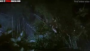 Ninja stud battles athletic chinese girl in intense training session