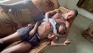 girlfriend's curvy tattooed body shines in our cozy homemade evening