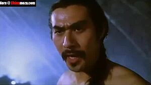 Ninja stud battles athletic chinese girl in intense training session