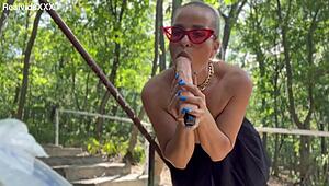 She fucks her cunt with that big vibrator