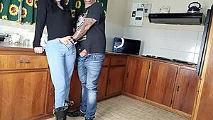 Quickie kitchen fuck standing sex