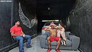 Girlfriend dances close, notices hard dick, fucks me in front of cuckold