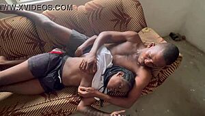 girlfriend's curvy tattooed body shines in our cozy homemade evening