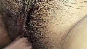 ripped clothes hairy latina housewife wet pussy creampie after vibrator play