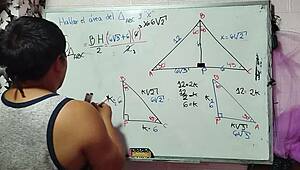 Asian student and teacher in bedroom sexual math