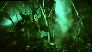 Ninja stud battles athletic chinese girl in intense training session