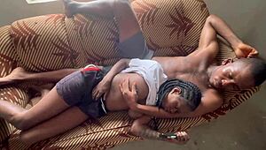 girlfriend's curvy tattooed body shines in our cozy homemade evening