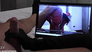 preview gift handjob in gloves while watching my vid