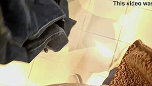 Nicoletta's Tight Jeans Try-On Exposes Mature Curvy Ass Big Pussy Seduction in Shop