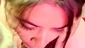 Puta Latina has incredible orgasm and gets cum in mouth.