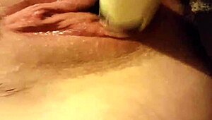 milf stretches shaved young cunt wide open with huge deodorant can fisting