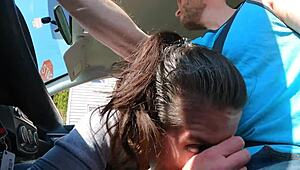 Uber Driver's Wife Swallows Lucky Jizz Load