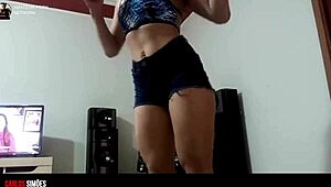 Sexy lingerie girl twirls teasing her hot curves seductively