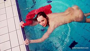 sexy czech teen avenna swims nude pool tight pussy flashes ass underwater