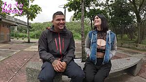 Colombian slut flashes wet pussy hunting guys at metro