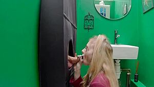 british teen in uniform sucks stranger cock at gloryhole and swallows