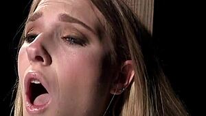 Bound Blonde Slave Gags On Deepthroat Vibrator While Whipped And Choked Hard