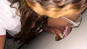 Ebony BBW Gulps Stranger's Massive BBC At Gloryhole!