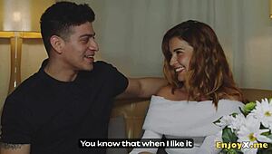 Jason bends redhead Agatha over bed for gonzo doggystyle pussy licking and fucking