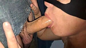 Wife sneaks playful gloryhole fun with her endowed friend while hubby watches