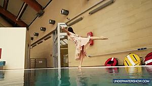 martina croatian redhead bikini babe showers poolside nudist style