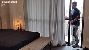 Brazilian pornstar strokes huge cock to massive cumshot