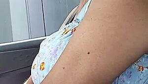 housewife milf flashes big natural tits in public cum walk play