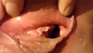 milf stretches shaved young cunt wide open with huge deodorant can fisting