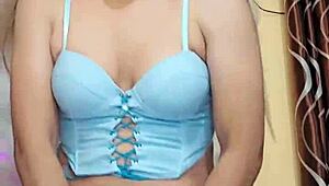 beautiful trans woman sensually touches herself in intimate moment at home