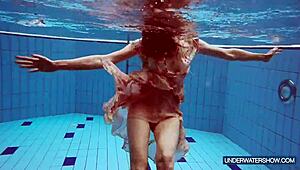 martina croatian redhead bikini babe showers poolside nudist style