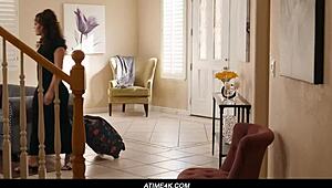 whoops wrong day for vacay but this brunette deepthroats bbc gagging on monster cock