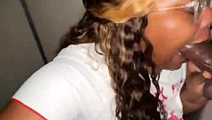 Ebony BBW Gulps Stranger's Massive BBC At Gloryhole!